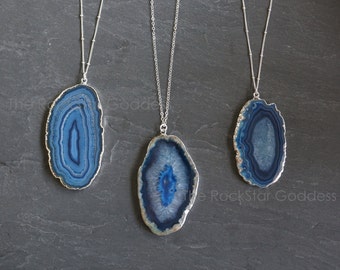 Agate Necklace / Blue Agate / Geode Necklace / Druzy Necklace / Druzy Jewelry / Agate Jewelry / Gift for Her / Mother's Day Gift