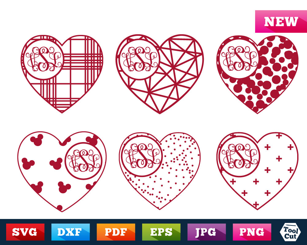 Download Heart Monogram Frame Svg Valentine's Day Monogram Svg