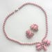 1950s Pink Milk Glass Choker & Clip Earrings Set