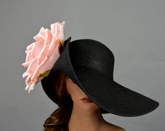 Black Pink/Yellow Wedding Head Piece Kentucky Derby Hat Fascinator Wedding Accessory Cocktail Hat