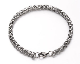 2pc Stainless Steel Wheat Chain Bracelets-1385m