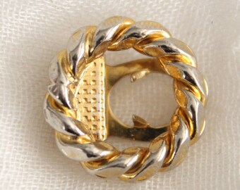 Vintage Gold Tiny Twisted Circle Shoe Scarf Or Sweater Clip . Unsigned