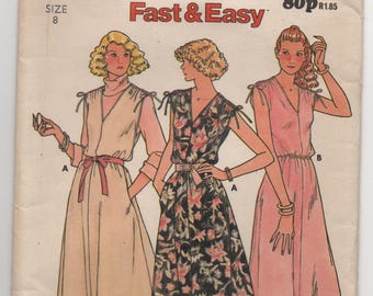 Vintage Pattern - 1980s Pattern - Dress With Gathered and Tied Shoulders - Butterick Pattern 6296 - Bust 80 cm