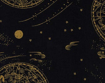 Celestial Navy Metallic - Menagerie - Cotton LAWN - Anna Bond Rifle Paper Co - Cotton + Steel - 8034-021