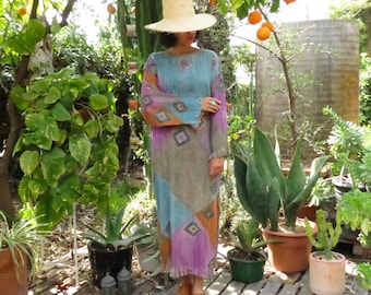 Vintage Desert Prism Raw Silk Dress / Kaftan / Silk