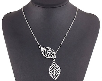 leaf pendant fine silver necklace