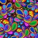 Quilting Treasures - Carnivale - 26372-J - Paisley - © Debi Payne - Geometric - Vivid Color - Blue - Pink - Black - Green - One More Yard