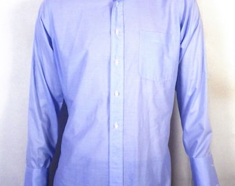 vtg 60s Stix Baer & Fuller by Hathaway Blue Button Down Dress Shirt french M 34