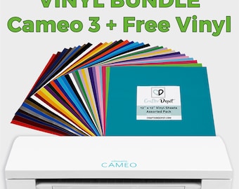 Silhouette Cameo 3 + 32 Pack of Crafter Depot Adhesive Vinyl, Silhouette Cameo 3, Cameo Machine, 651 Vinyl Sheets, Free Vinyl, Holiday Deal