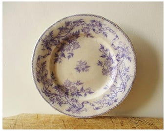 Antique french pedestal cake plate U & C SARREGUEMINES, 1800s - 1900s , France, Compotier, Coupe