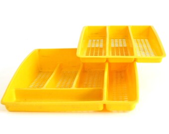 Deka Flatware Organizer 2 Tier Silverware Tray 195 196 Large Yellow Plastic