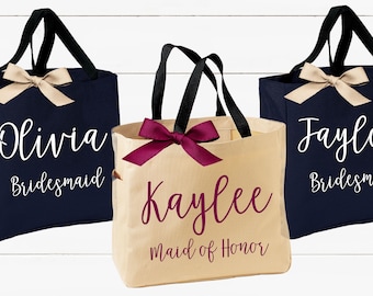 Personalized Bridal Tote Bag, Bridesmaid Tote Bag, Maid of Honor Tote Bag, Monogrammed Tote Bag (BR050)