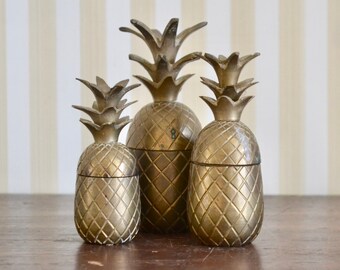 Vintage Set of Brass Pineapples