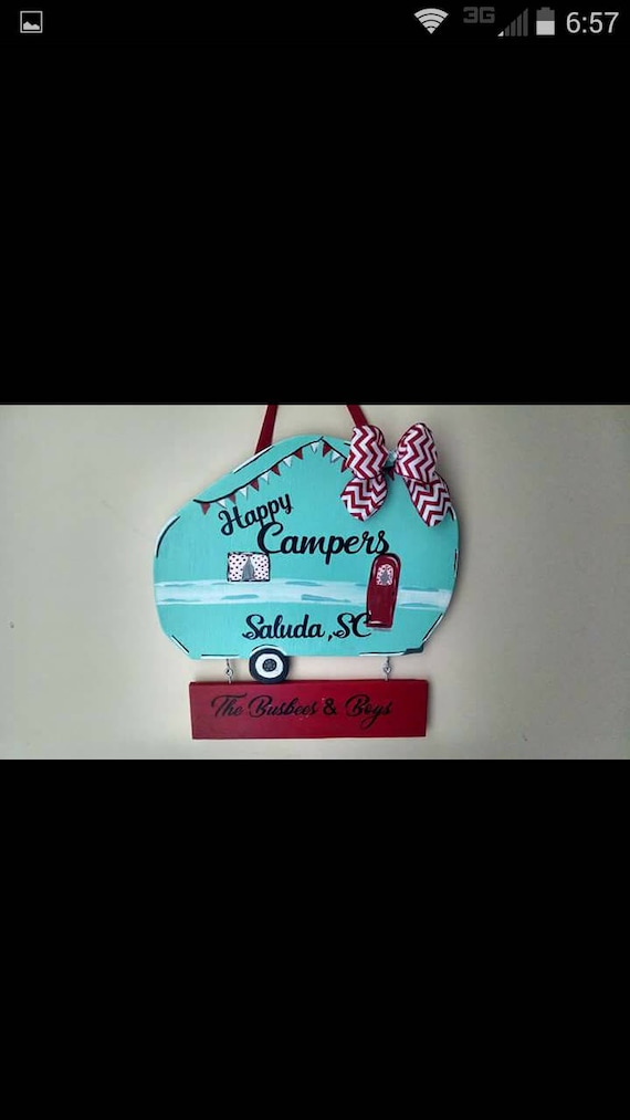 Happy campers camp sign hanger personalized
