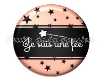 1 cabochon 25mm celestial stars round glass