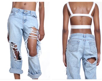 All SIZES Destroyed Boyfriend Jeans Plus Sizes