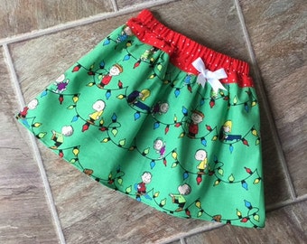 Charlie Brown Christmas, Charlie Brown Christmas Dress, Charlie Brown Christmas Skirt,Snoopy and Charlie Brown Christmas, Peanuts, Handmade