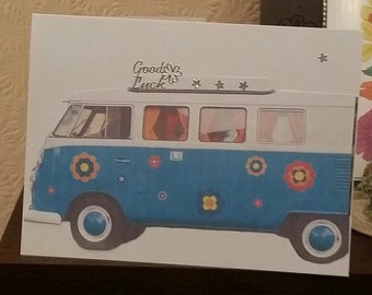 Handmade 'Campervan' Good luck Greeting card