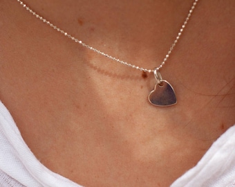 Fine sterling silver with heart - Silver Heart Necklace - love necklace pendant necklace