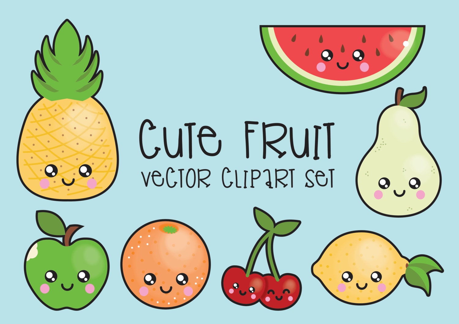 Premium Vector Clipart Kawaii Fruit Clipart Kawaii Clip