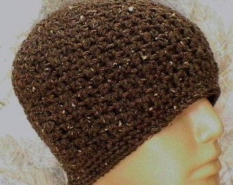 Barley taupe brown beanie hat, skull cap, toque, crochet beanie hat, brown hat, crochet hat, mens womens hat, chemo cap, ski skateboard hat