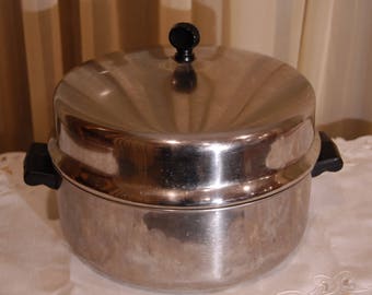 Vtg Farberware 5 Quart Dutch Oven with Domed Lid Sauce Pot Aluminum Clad Stainless Steel Made in USA Durable MCM Built to Last 5 qt.
