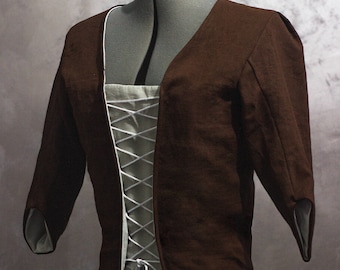 Ready to ship 18th century linen jacket and stomacher, size L/XL - Historical costume Reenactment Living History Rococo Colonial Georgian