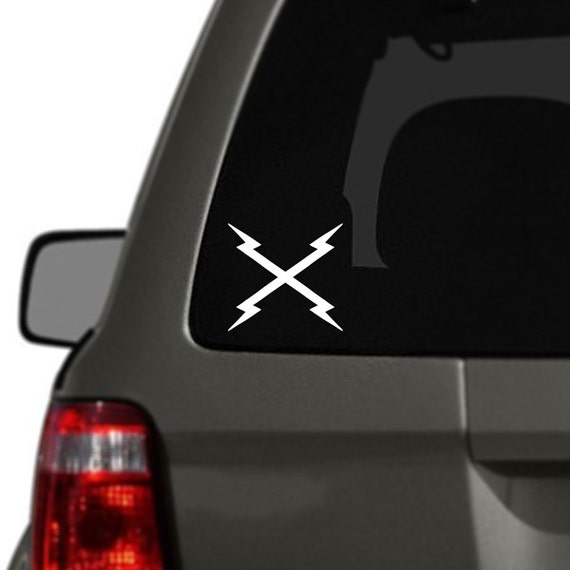 Crossed Lightning Bolts Vinyl Car Decal BAS0261