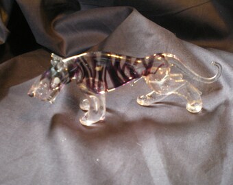 Vintage Glass Tiger Figurine
