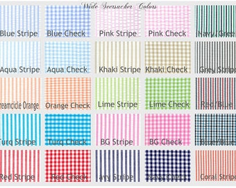 WIDE Seersucker Stripe or Check 100% Cotton 60W Coral Navy Bubblegum Pink Lime Khaki red Blue Aqua FQ Half Yard Quarter Yard
