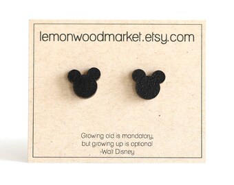 Mickey mouse earrings - alder laser cut wood earrings - Mickey earrings - Disney earrings - disneyland earrings
