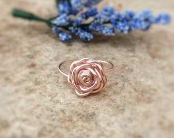 NICKEL FREE Rose Gold Rose Ring, Flower Ring, Rose Gold Ring, Rose Ring, Gift for Her, Mothers Day, Valentine Gift