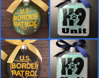Border patrol, border Patrol ornamnent, Personalized, Glass Ornament, border patrol