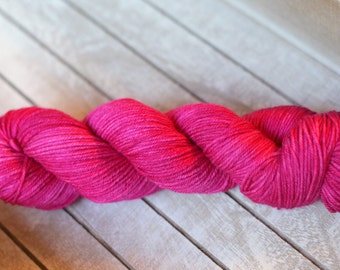Hand dyed tonal Bright Pink Worsted Weight yarn, Worsted weight yarn hand dyed in pink, Hand dyed yarn perfect for hats and more