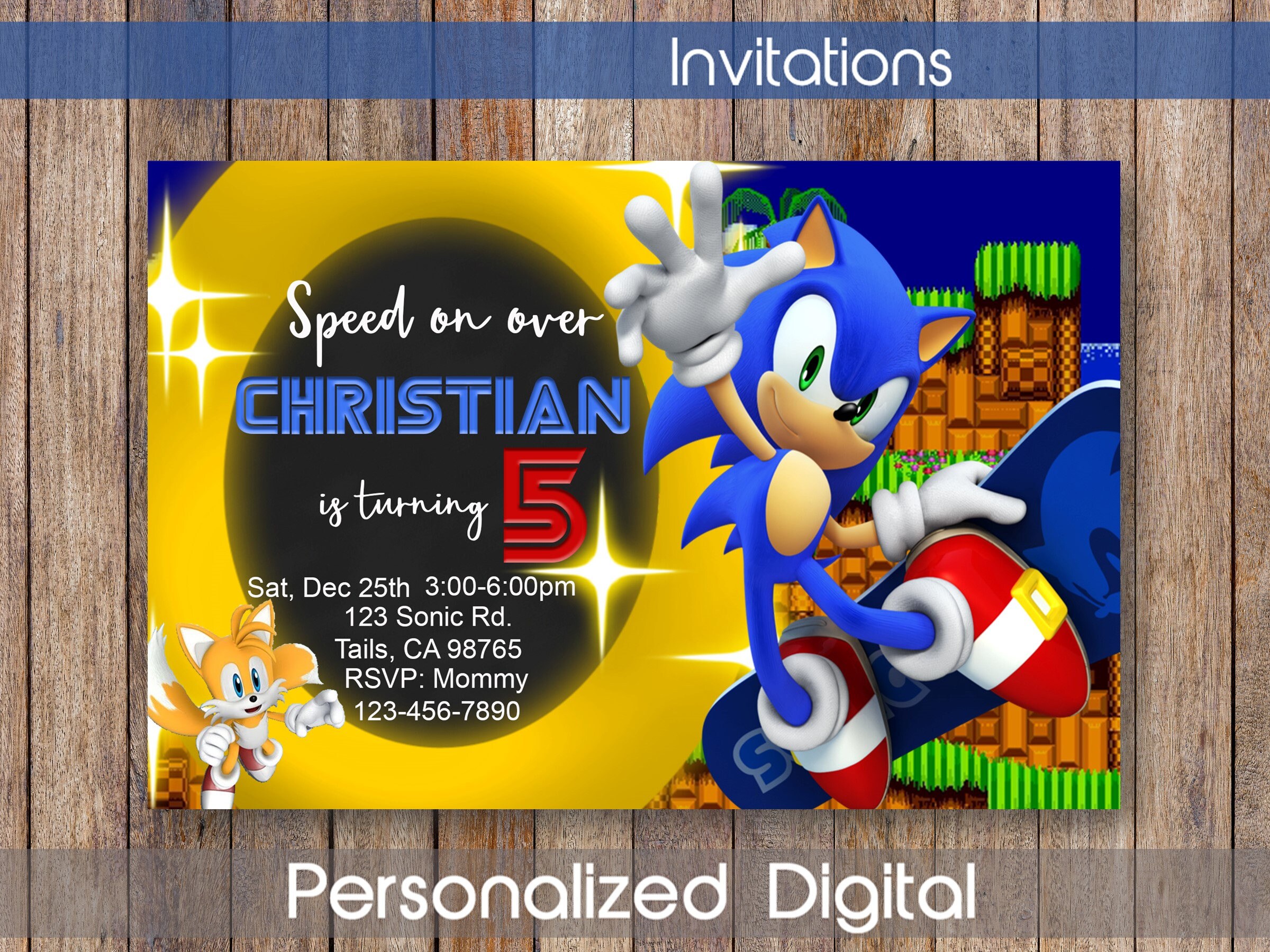 Sonic Invitation Sonic Invitation Sonic Birthday Party Theme