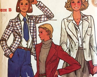 1970s Vintage Women's Blazer Sewing Pattern