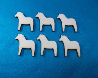 Dala Horse, Wood, 6 pcs (10-0028A)