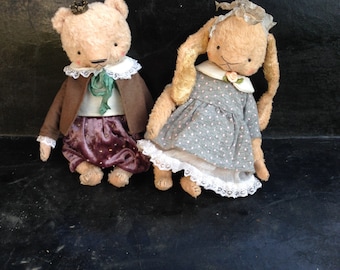 SUPER DEAL 2 PDF E-patterns for 7 inch Artist Handmade Teddy Bear Le Petit Prince and Teddy Bunny Leila plus the clothes patterns included