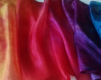 Hand Painted Silk Scarf in Vibrant Rainbow Colours