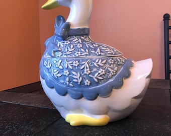 Vintage Japan made ceramic Duck cookie jar container