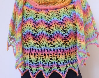 Shawl. Lace shawl. Hand knitted shawl. Multicolor wrap. Wrap