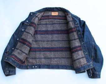 Vintage Levi's Big E Wool Lined Denim Jean Trucker Jacket Type III 1960s Medium RARE