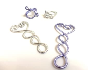 Bookmarks heart lilac and silver - aluminum - handmade