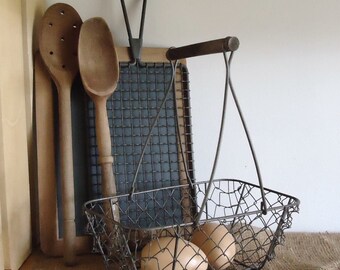 wire basket, chicken wire basket, storage basket, bathroom decor, cottage country, shabby chic, kitchen decor, farmhouse kitchen