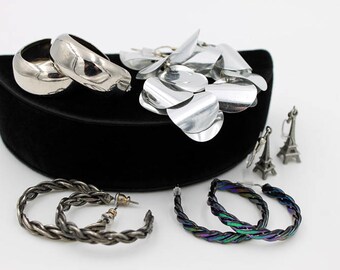 Five Pairs of Vintage Earrings, 1980s, Pierced Earrings
