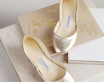 The Metallic Ballet Flats in Gold | Wedding Shoes | Pointe Style Shoes | Classic Model | Standard Width | Gold | Ready to Ship