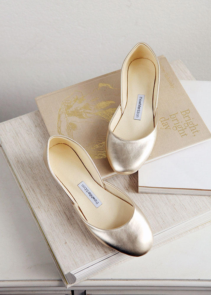 The Metallic Ballet Flats in Gold Wedding Shoes Pointe