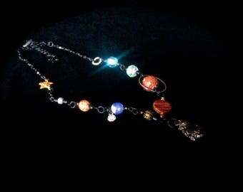Real METEORITE Drop - SOLAR SYSTEM Necklace of Planetary Order - Statement Necklace - Space Princess - Planet 9 Edition