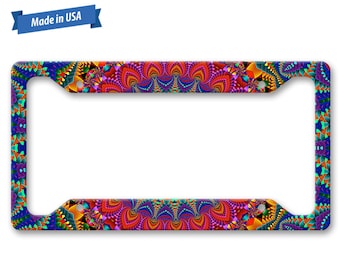 Colorful Kaleidoscope Abstract Paint Pattern - Auto License Plate Frame - LP1887