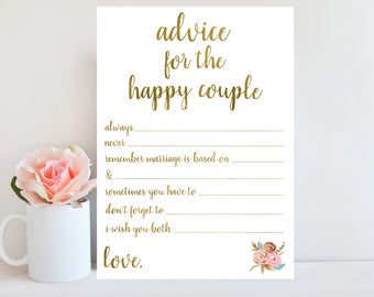 Advice for the Happy Couple, Bridal Shower Advice Cards, Gold Printable, Advice for the Bride and Groom, Wedding Advice Cards BRSG1